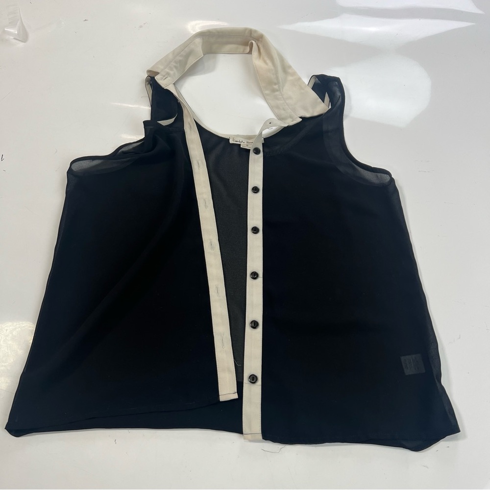 Double Zero Women’s Black Button Up Sleeveless Sh… - image 1